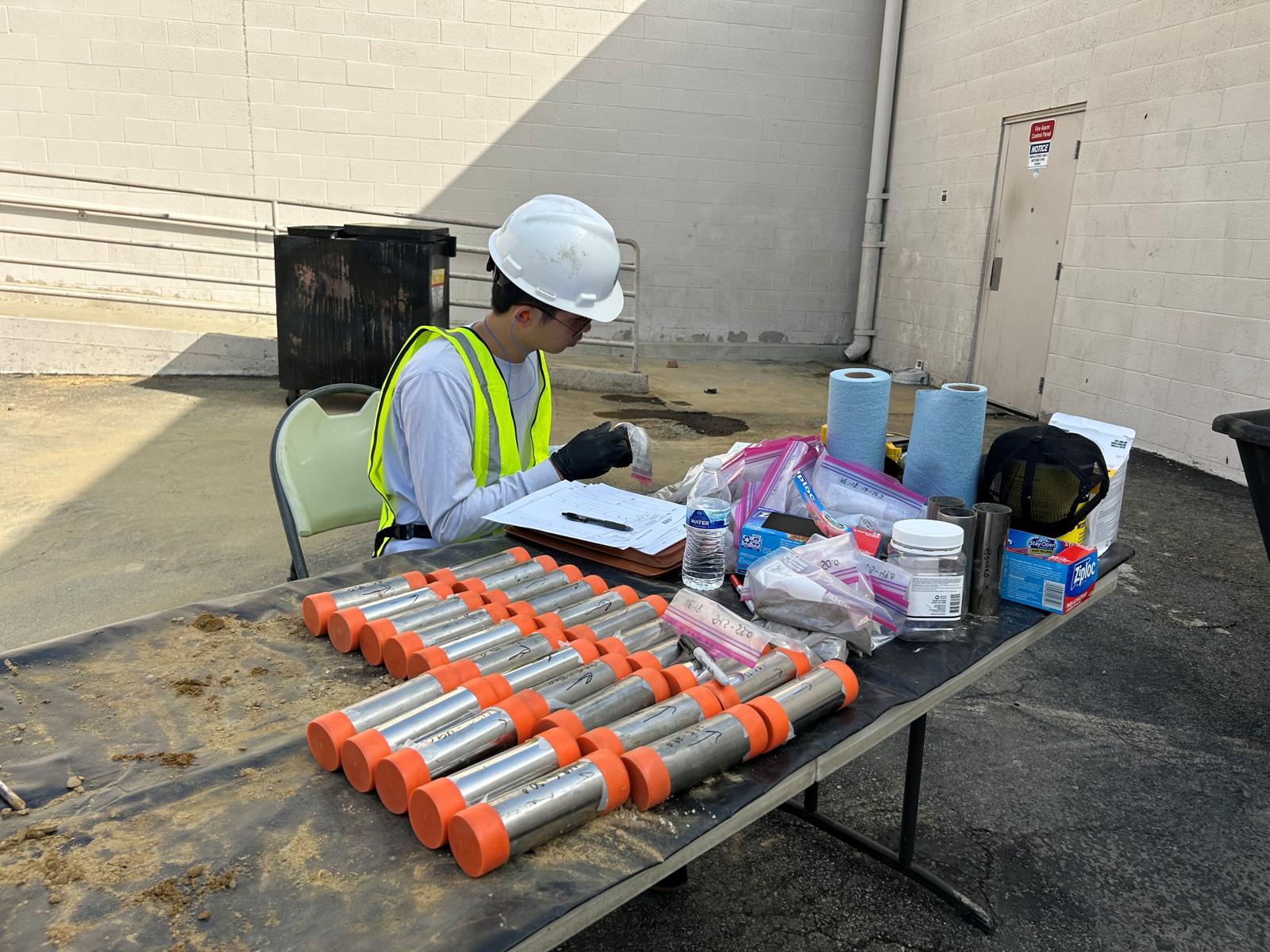 CES staff logging soil core samples