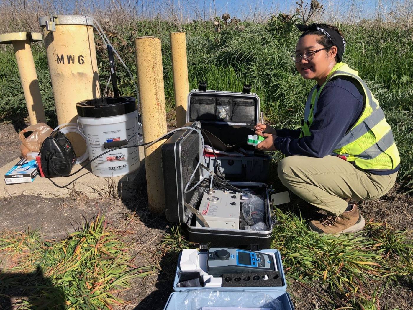 CES technician sampling a groundwater monitoring well