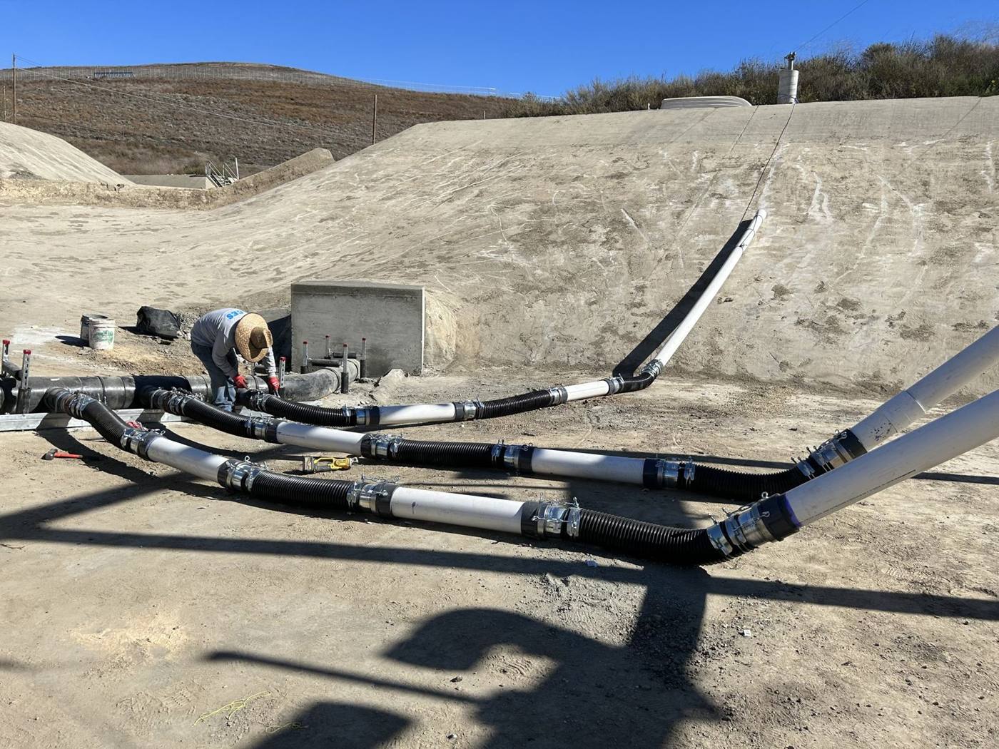 CES crew connecting landfill header piping